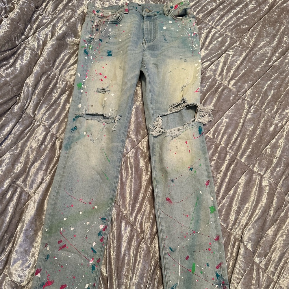 Amiri skinny distressed light blue color jeans